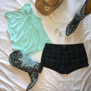 Forever 21 Pale Teal top with Ruffle overlay.